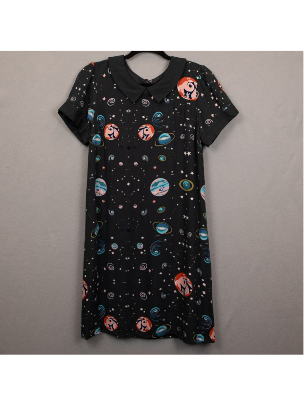 ModCloth grey planet print shift dress-S